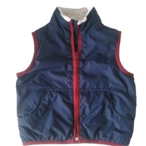 Janie and Jack  Blue and Red Nylon Sherpa Vest Size 2Y